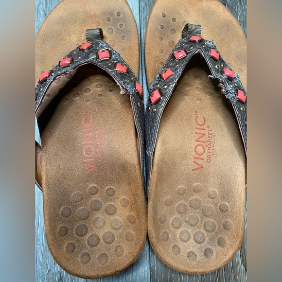 Vionic With Orthaheel Technology Flip Flop Sandal Size 6 Wide Floriana - Picture 3 of 16